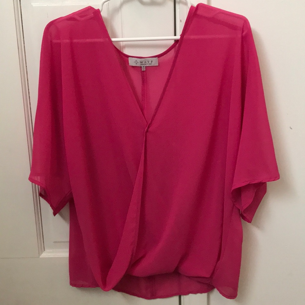 Beautiful pink sheer blouse from Nordstrom.